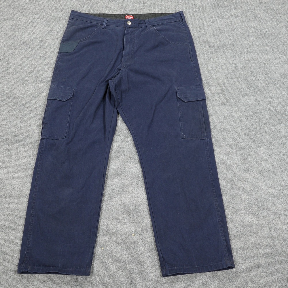 Wrangler Cargo Pants Mens 38x30 Navy Blue Workwear Straight Leg Multi Pocket